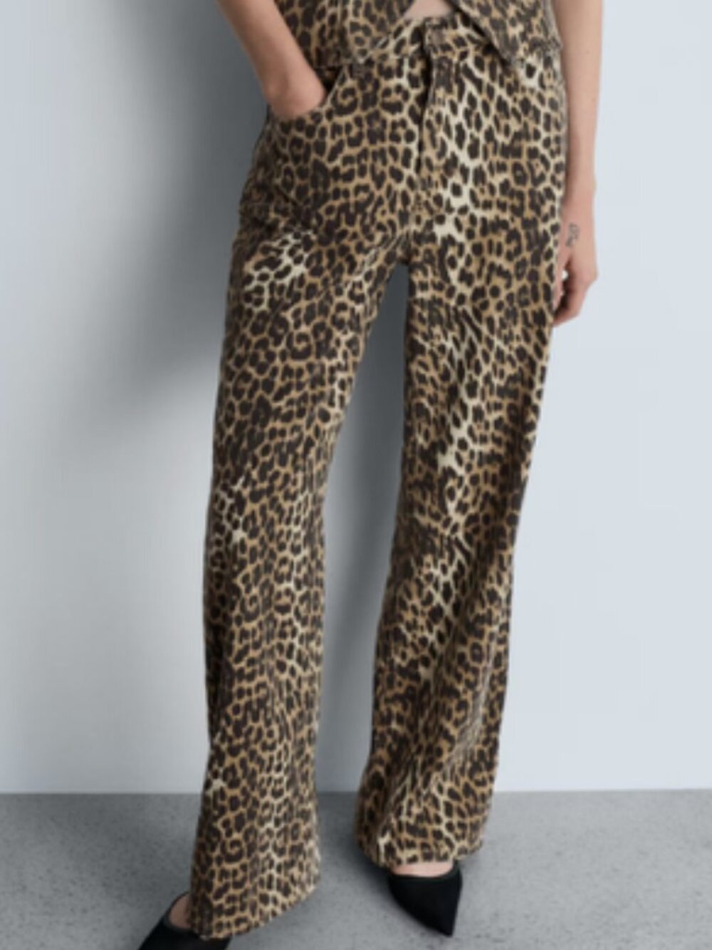 Mango Leopard High Waist Straight 100% Cotton Jean